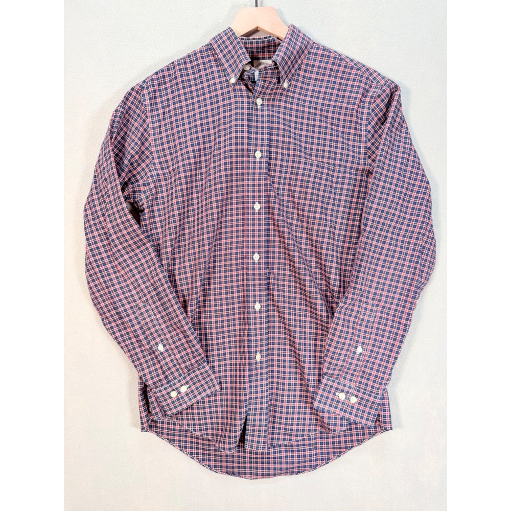 Brooks Brothers 1818 Regent Fit Non-Iron Plaid Shirt Mens Medium Navy Red‎